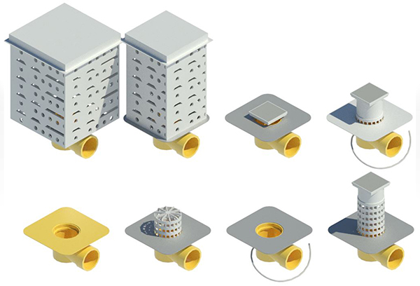 BIM objekty Topwet pro Revit, střešní vpusti a záchytný systém.
